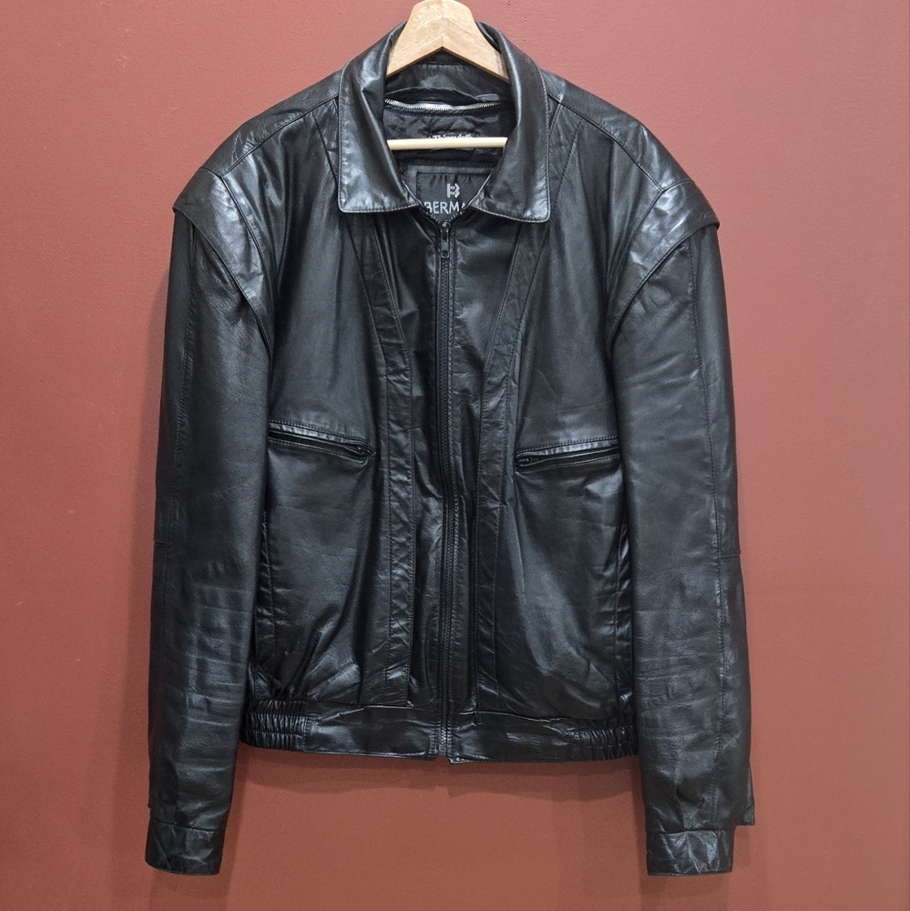 Leather bomber jacket by Bermans